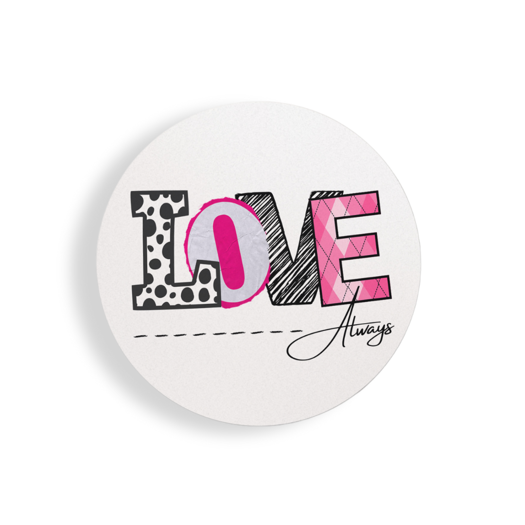 Love in Pink Typography Coaster