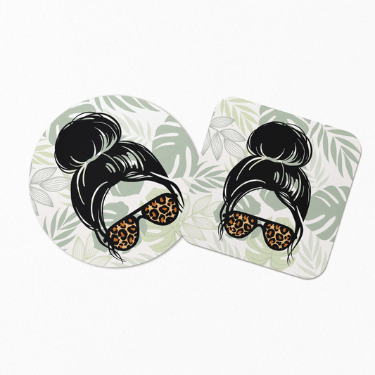 Woman Animal Print Sunglass Coaster